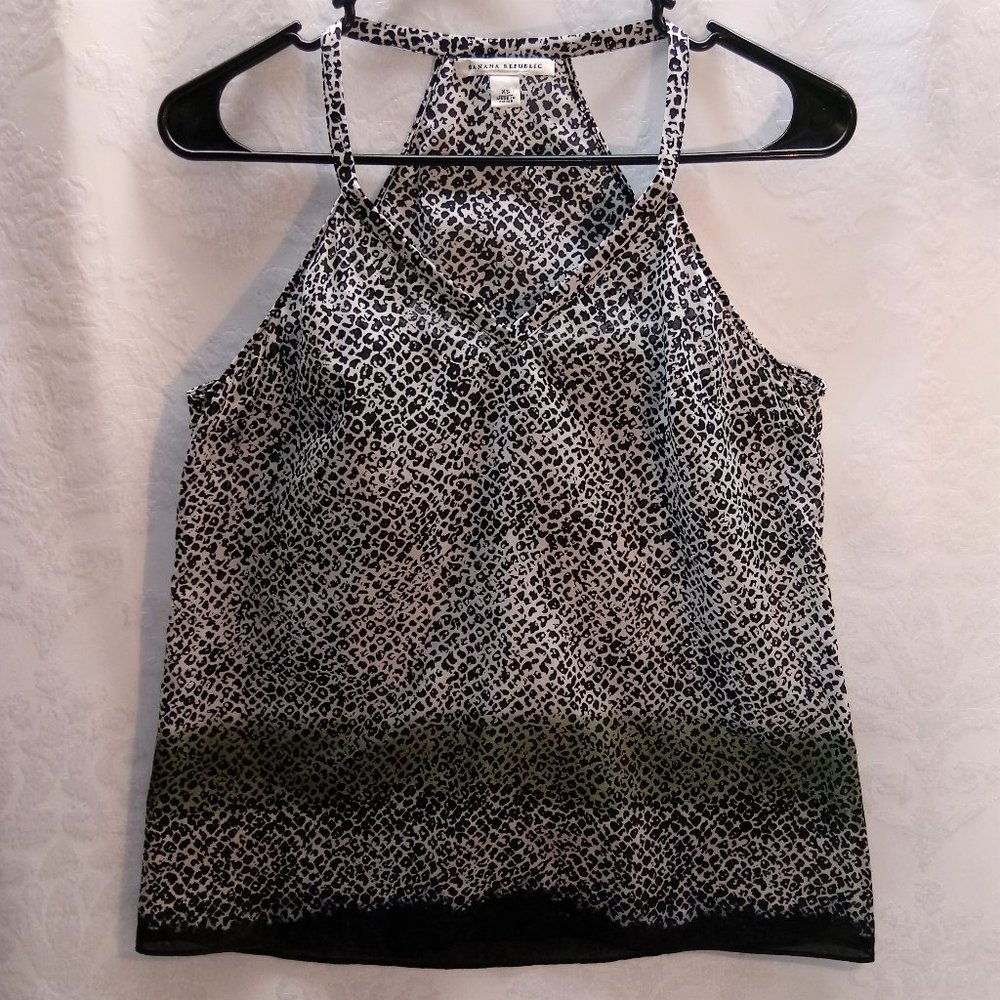 Animal leopard print tank racer back silk blend